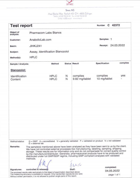 Estanozolol 10 mg/tableta
