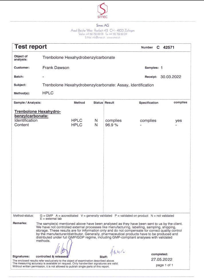 Trembolona hexahidro 100 mg/ml